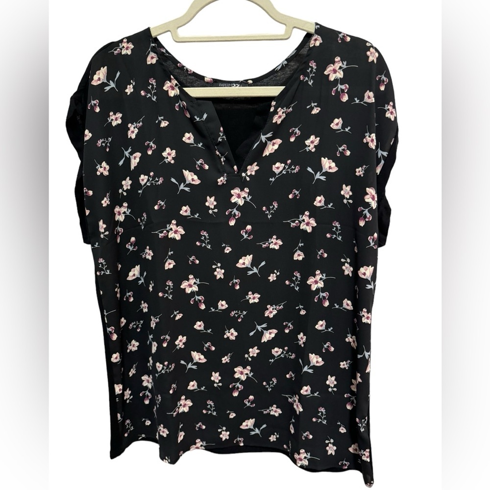 Papermoon - floral Front - T shirt back blouse, Size L